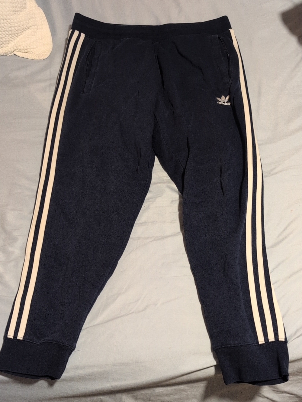 adidas Men's Navy Sweatpants with White Side Stripes